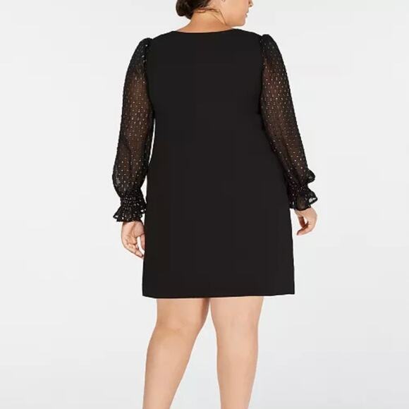 Betsey Johnson Plus Size Illusion Sleeve Dress 16W New Years Little Black Dress - Picture 2 of 10